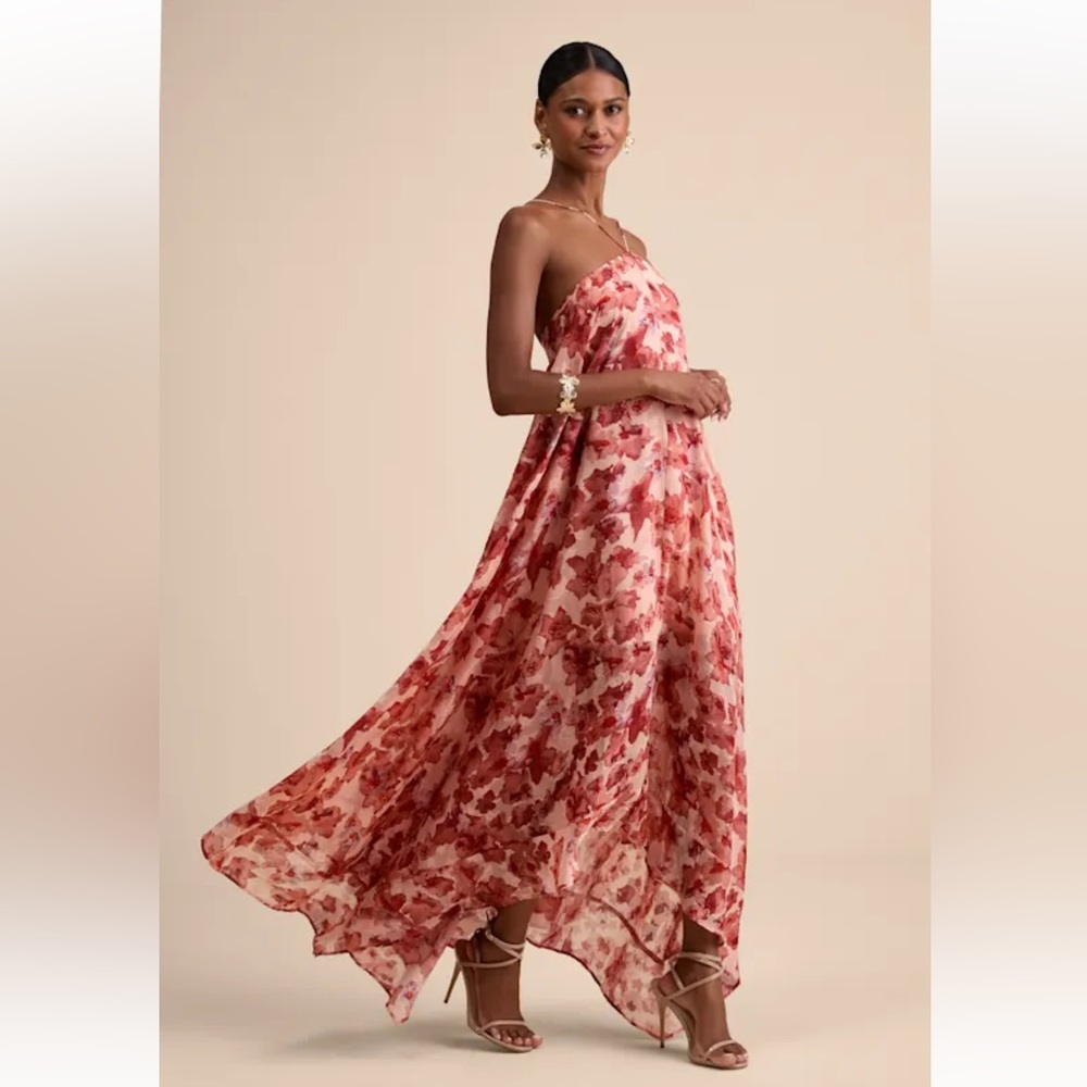 Lulus Floral Halter Shift Maxi Dress